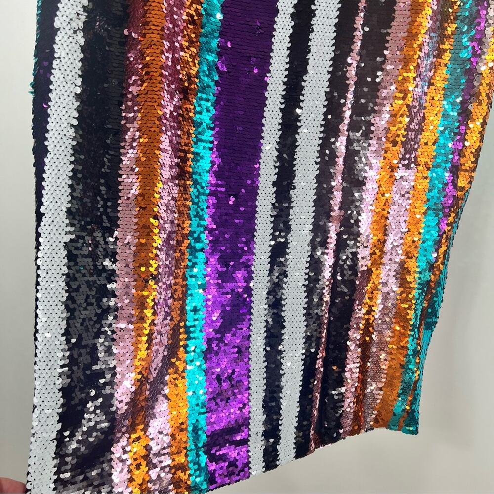 Gracia Vibrant Sequin Striped Pencil Skirt - Picture 3 of 12